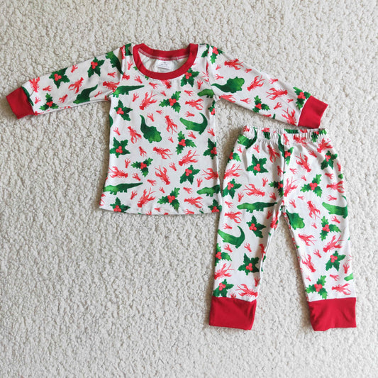 Boy Christmas Dinosaur Lobster Pajamas