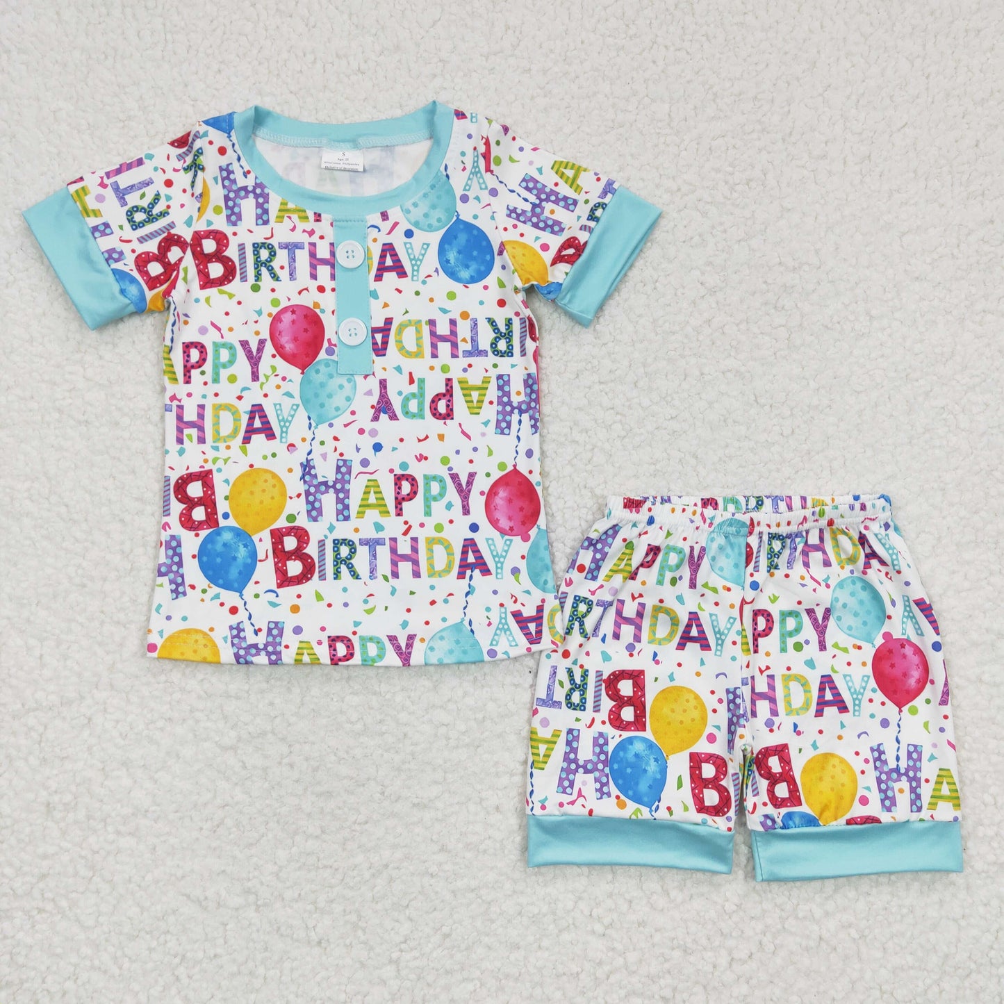 happy birthday shorts pajama set for boy