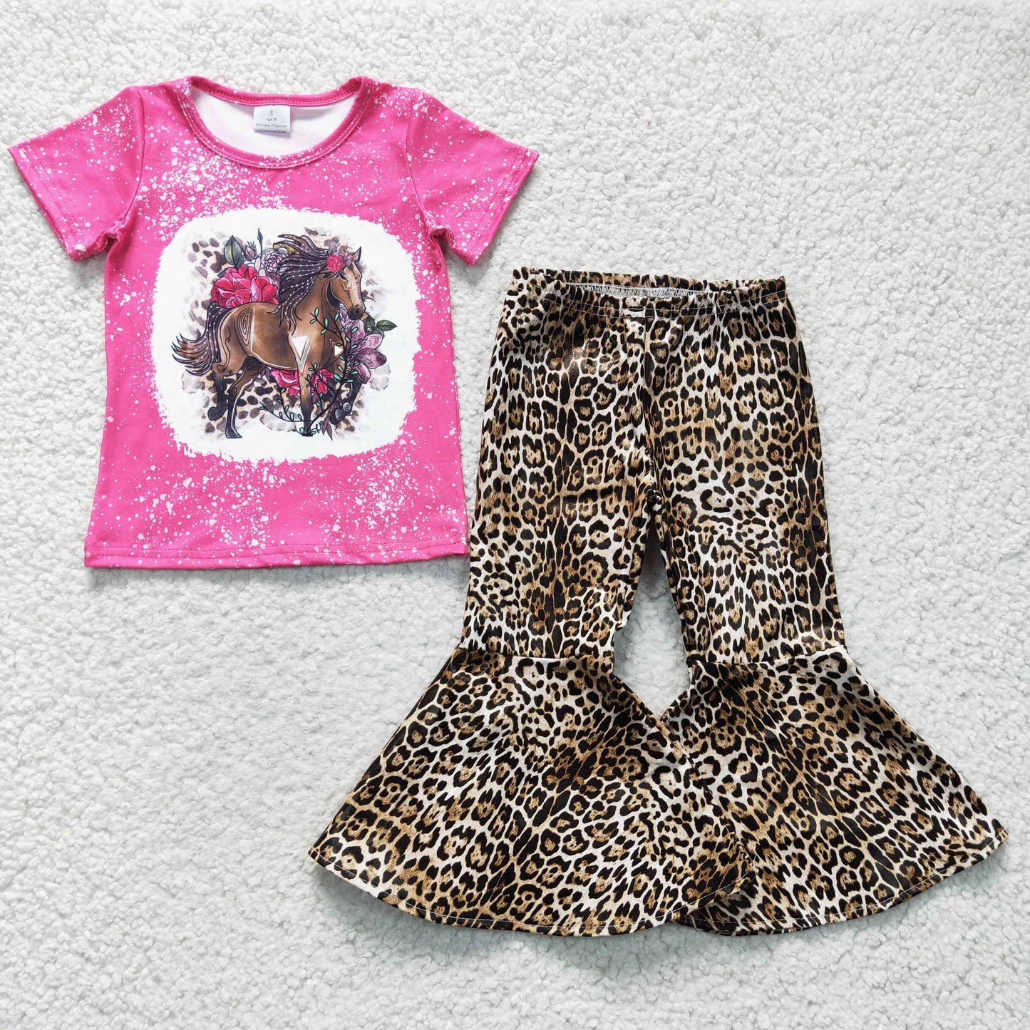 girl summer t-shirt pink color horse print