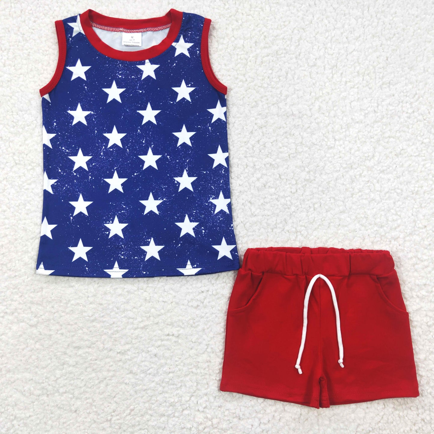 4th of july stars red pocket shorts set boys outfits
