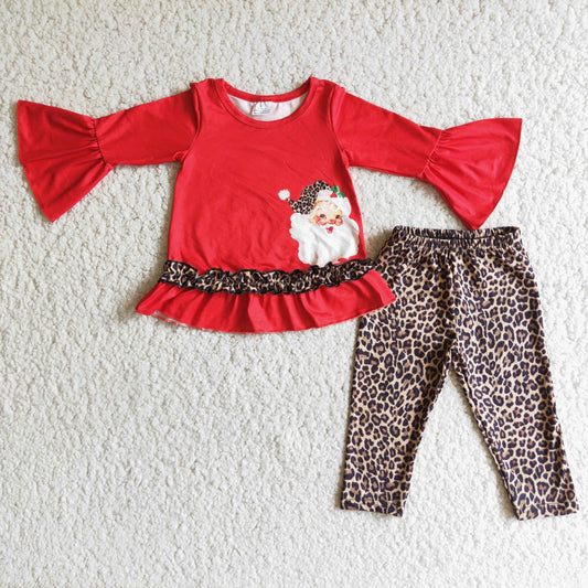 Red Santa Print Leopard Leggings Christmas Outfit