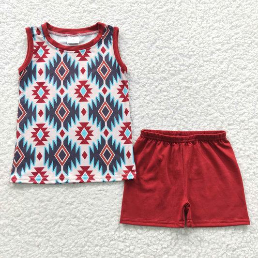 western summer boy shorts set kids clothing