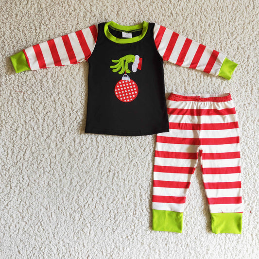 christmas pajama set red stripe outfit