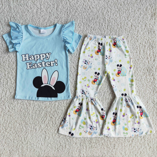 happy easter cute cartoon bells set