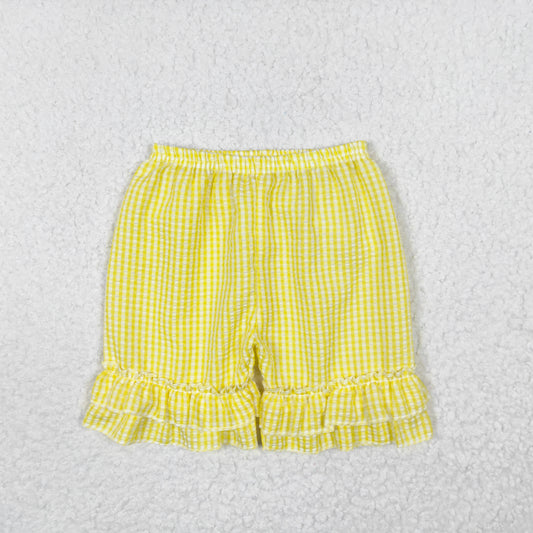 kids yellow seersucker shorts