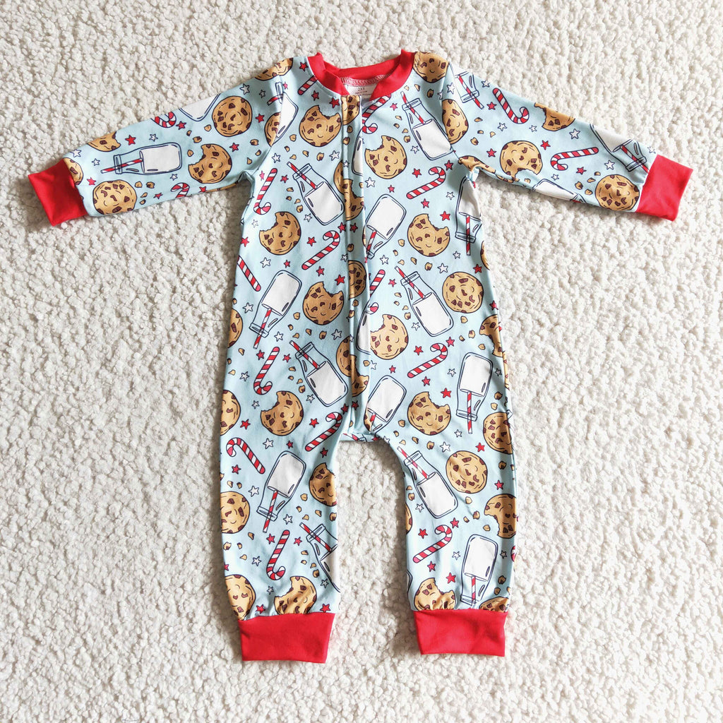 christmas cookies infant boy zip romper
