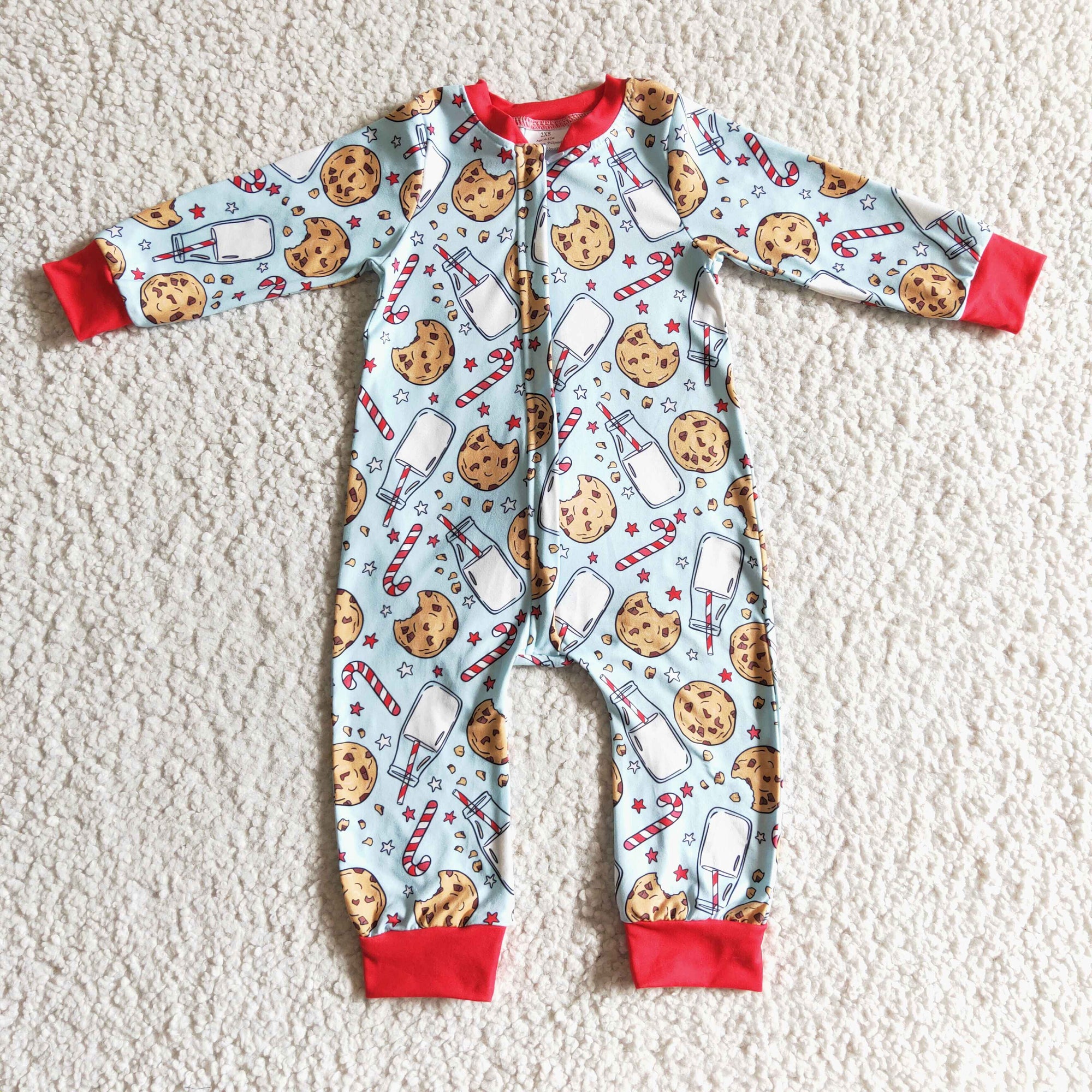 christmas cookies infant boy zip romper