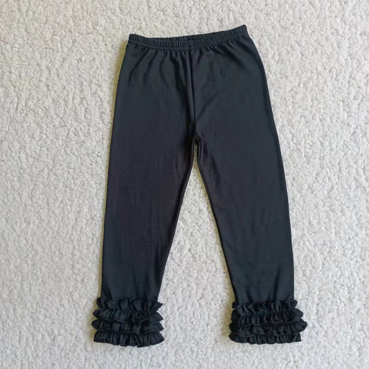 Cotton Black Ruffle Pants
