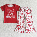 girl’s red crawfish pants set outfit