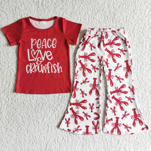 girl’s red crawfish pants set outfit