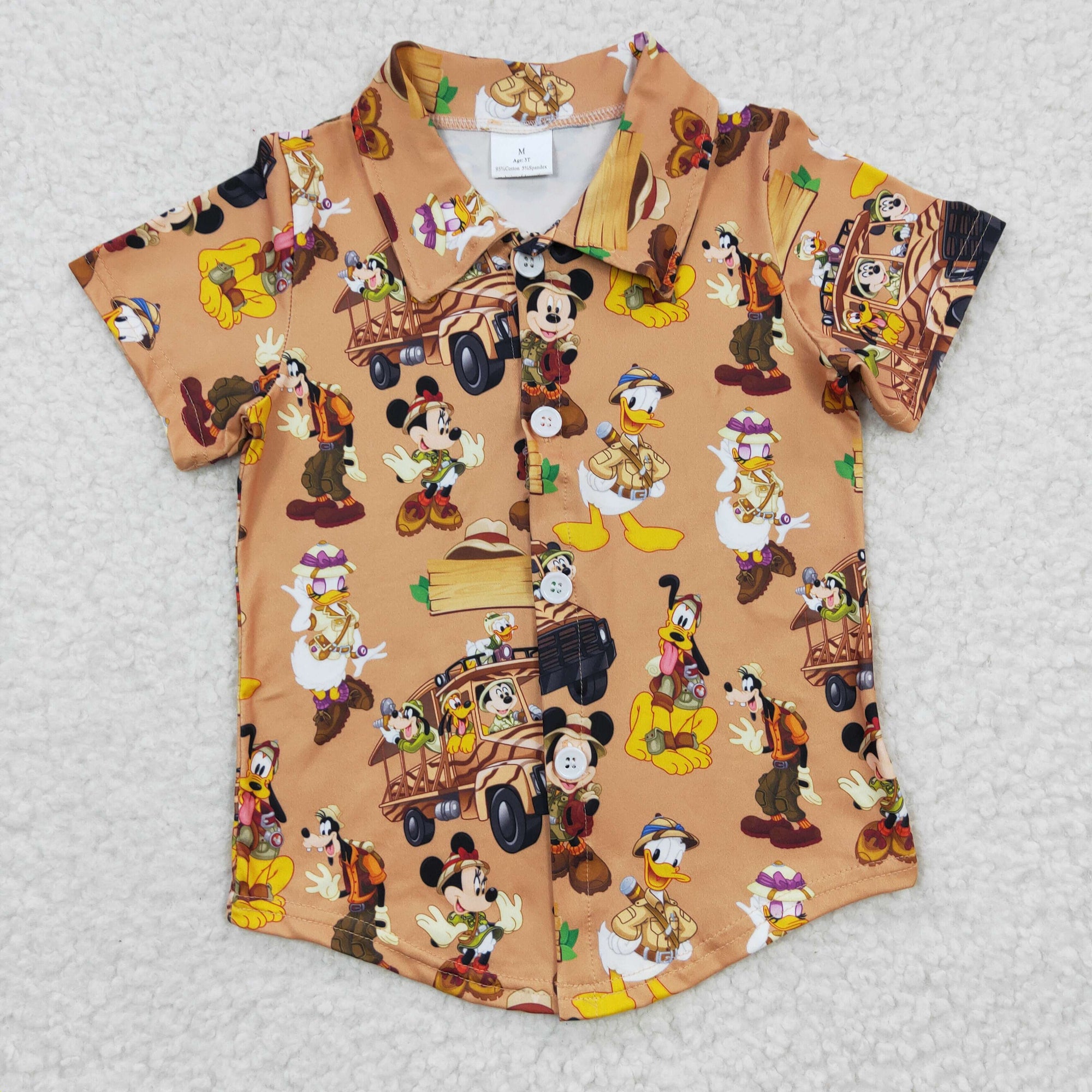 cartoon character button shirt boy's top