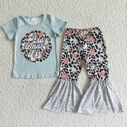 leopard stars pants set girl clothes