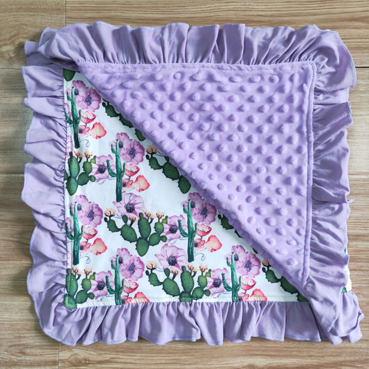soft purple cactus flower blanket