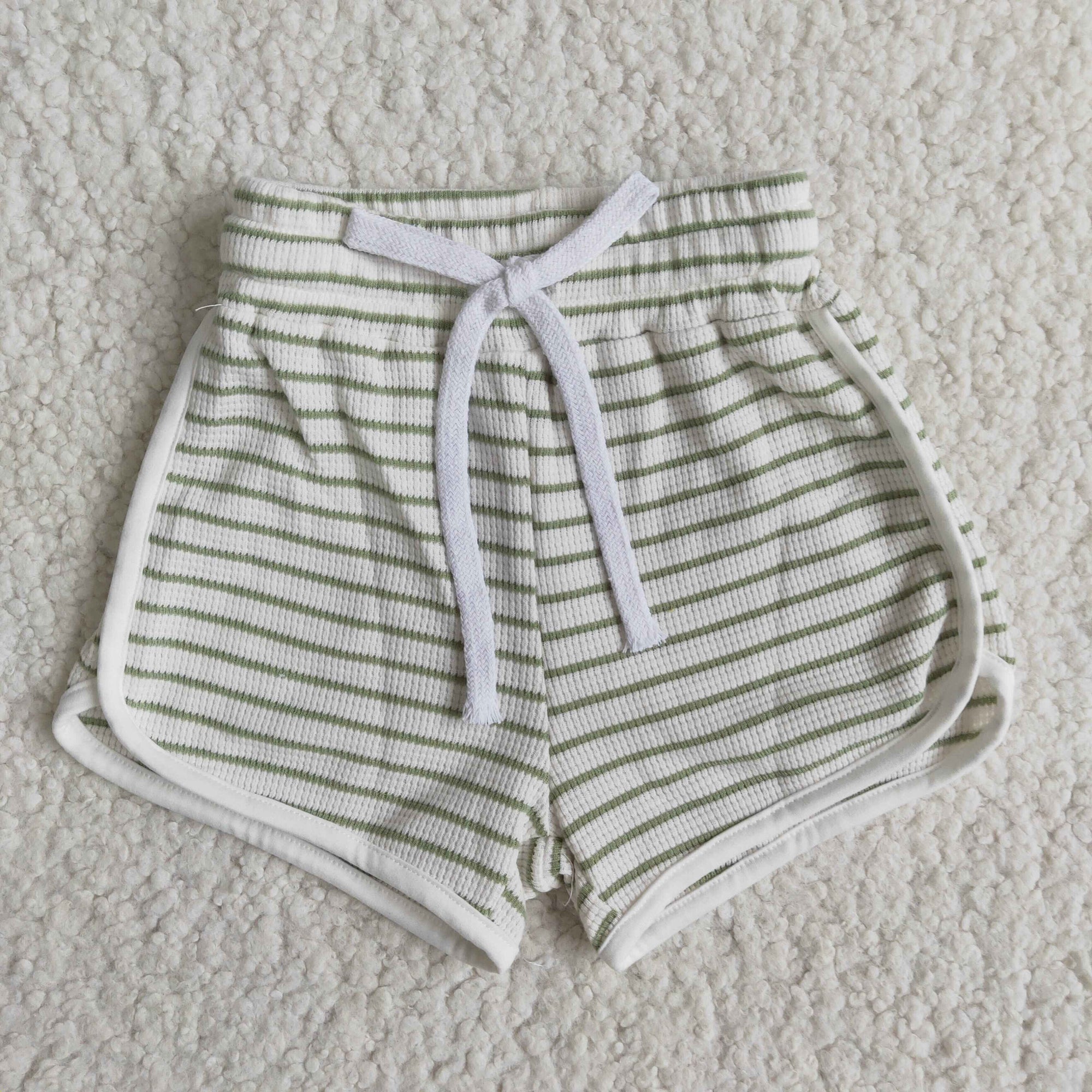 mint green white stripe waffle checked shorts