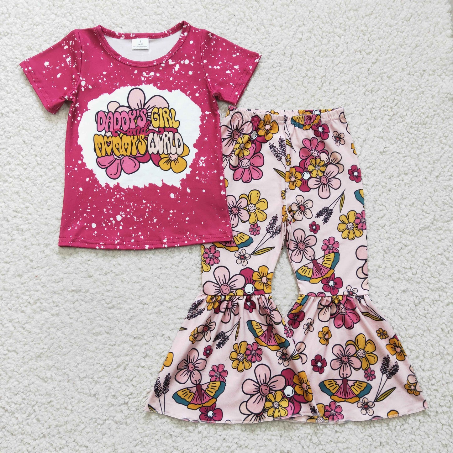 hot pink t-shirt floral outfits daddy's girl mama's world
