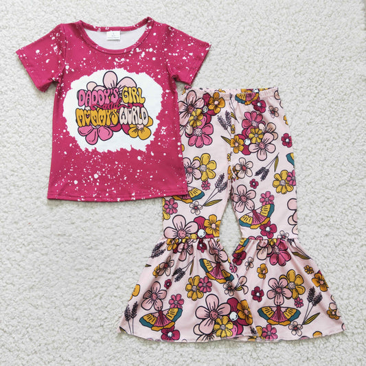 hot pink t-shirt floral outfits daddy's girl mama's world