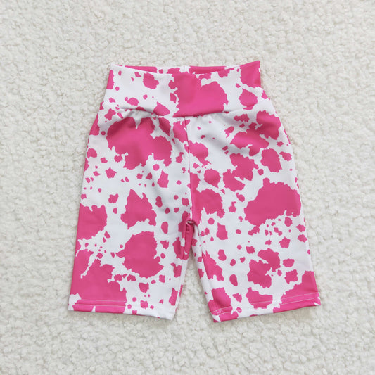 kids clothing pink cow print bike shorts