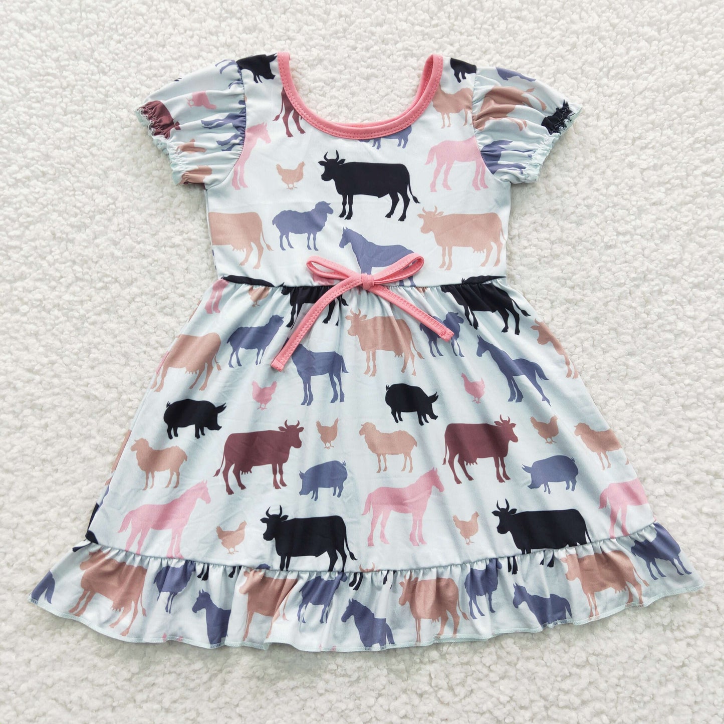summer clothes girl farm animal ruffle dress GSD0306