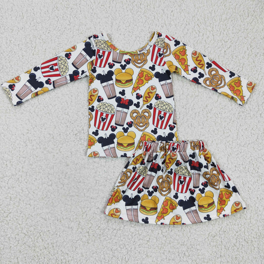 cartoon snack kids clothing girl skirt set