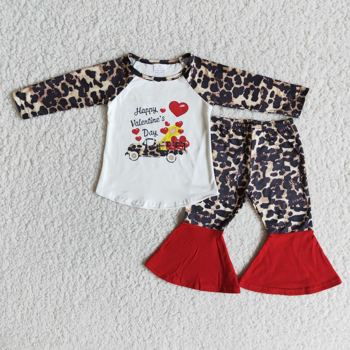 happy valentine's day leopard bells outfit