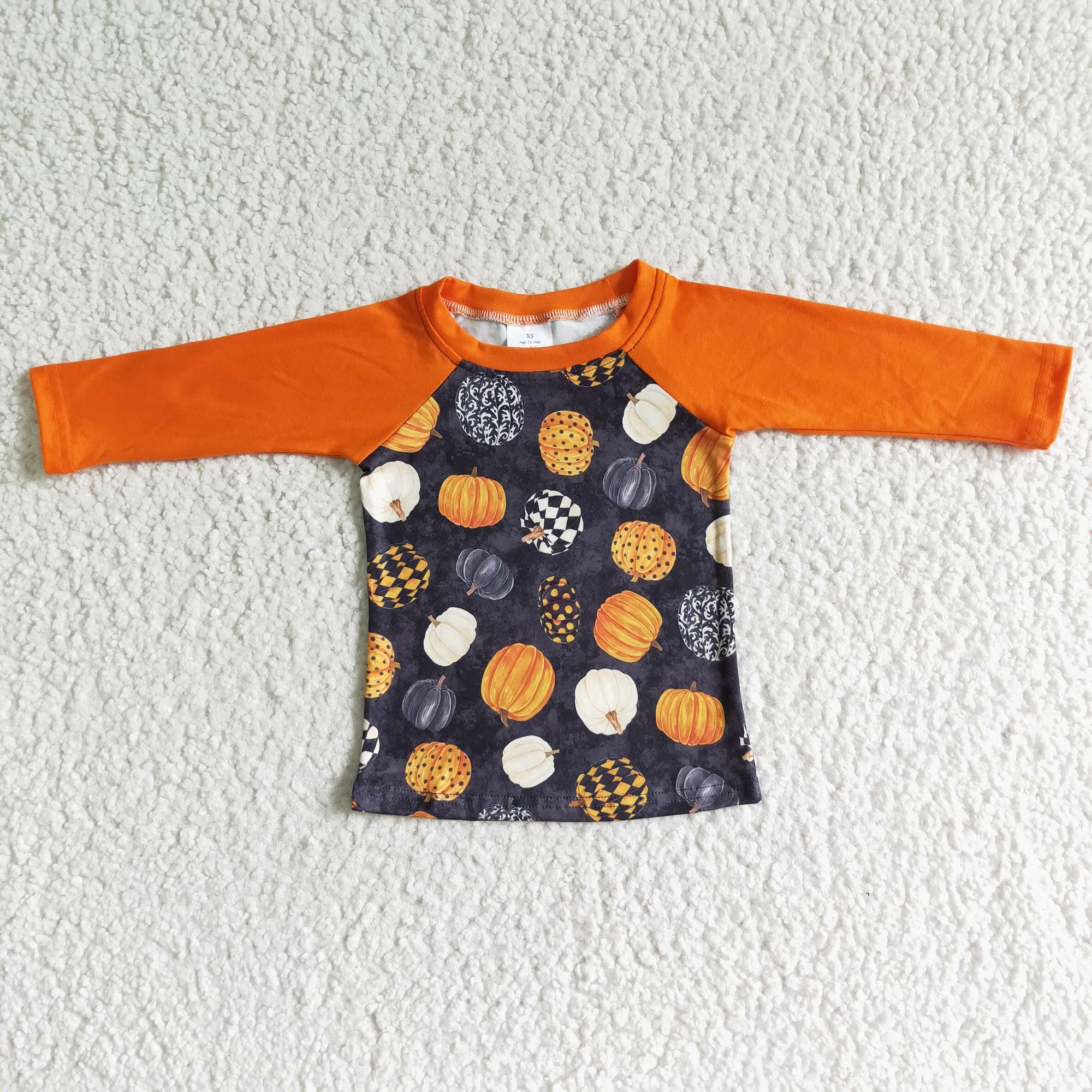 fall orange long sleeve shirt pumpkin top boy