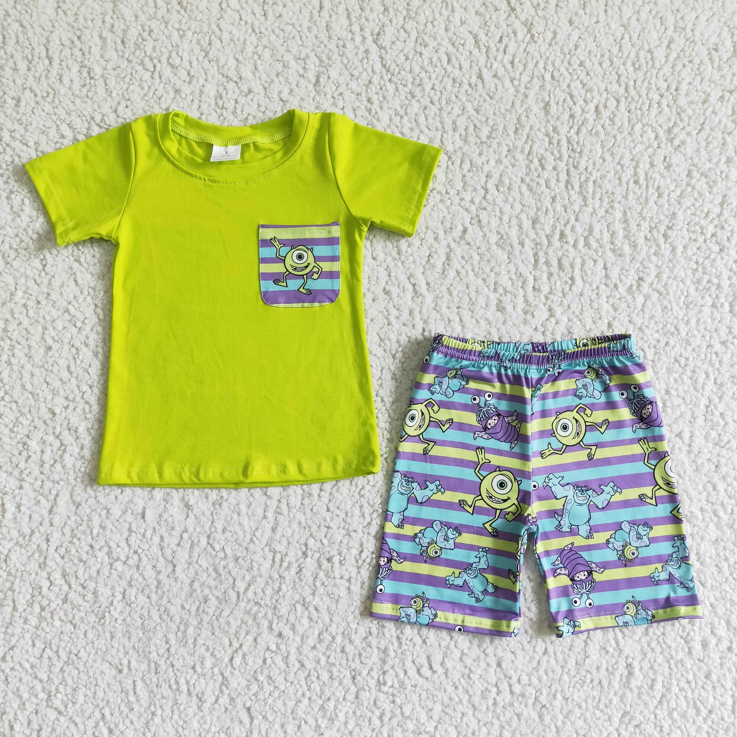 boy's clothes monster cartoon shorts set outfit