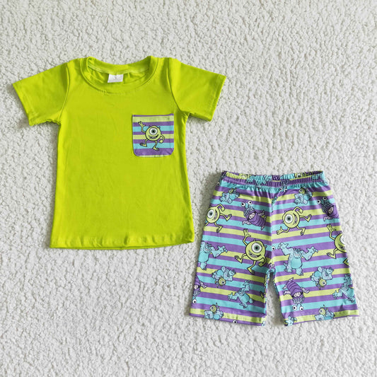 boy's clothes monster shorts set outfit