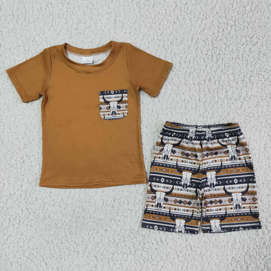 boy's clothes skull aztec shorts set outfit