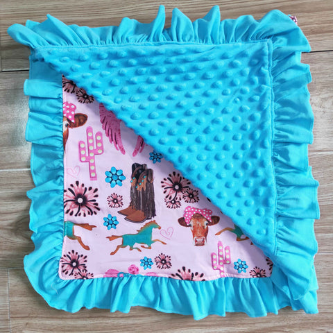 western print minky blanket
