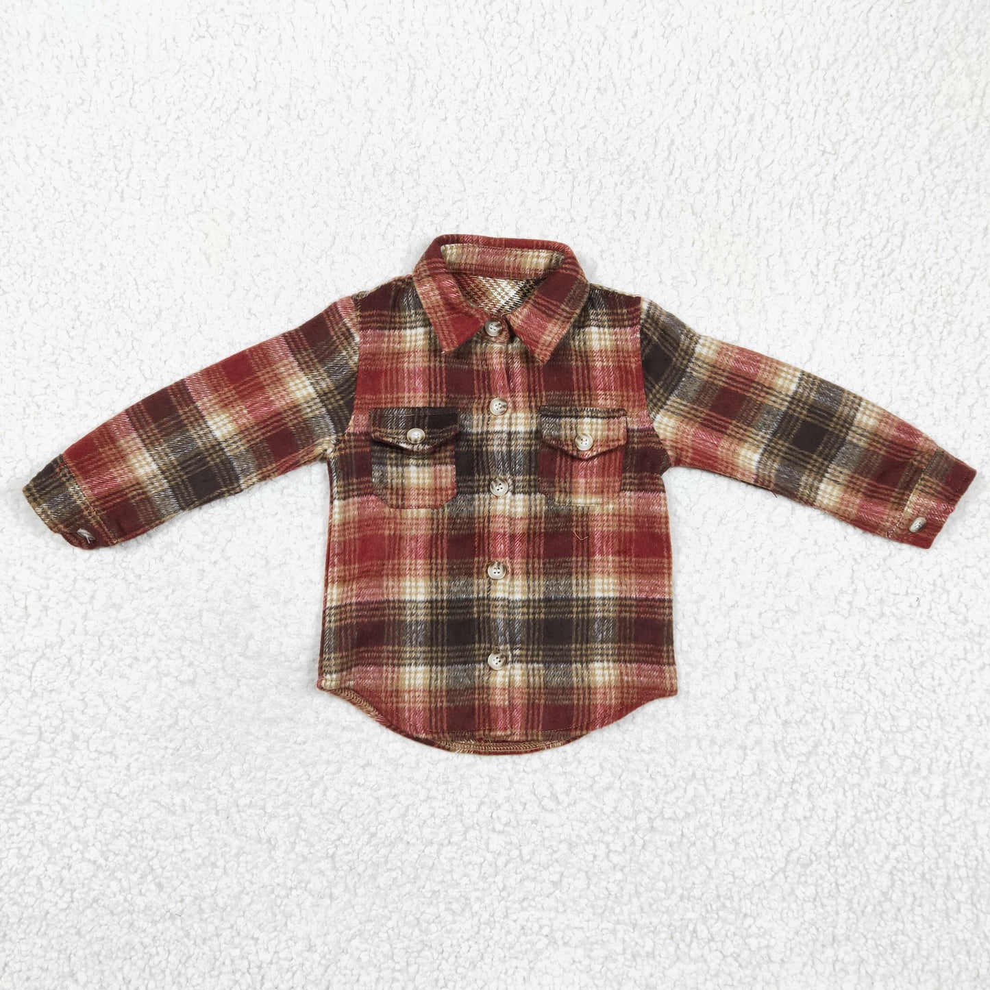 autumn/winter kids flannel plaid button top clothing