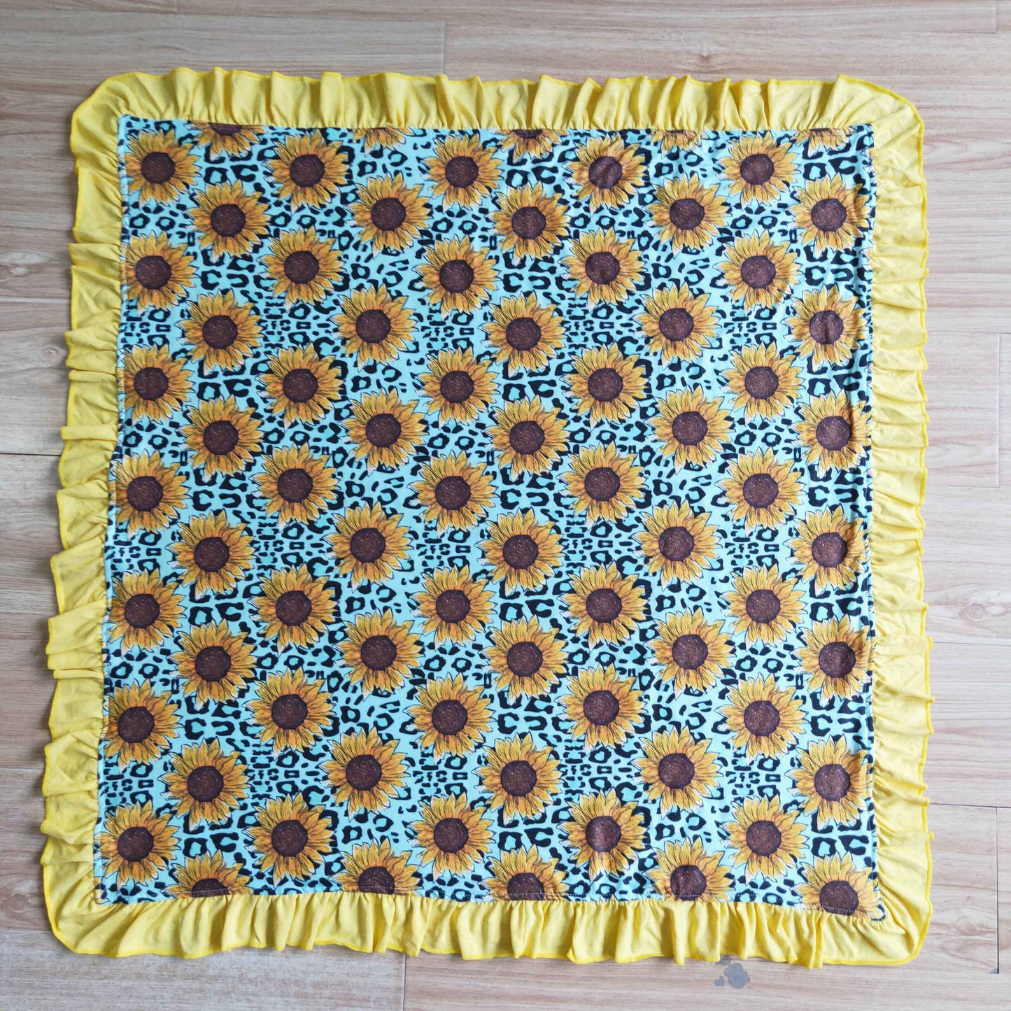 sunflower leopard ruffle blanket