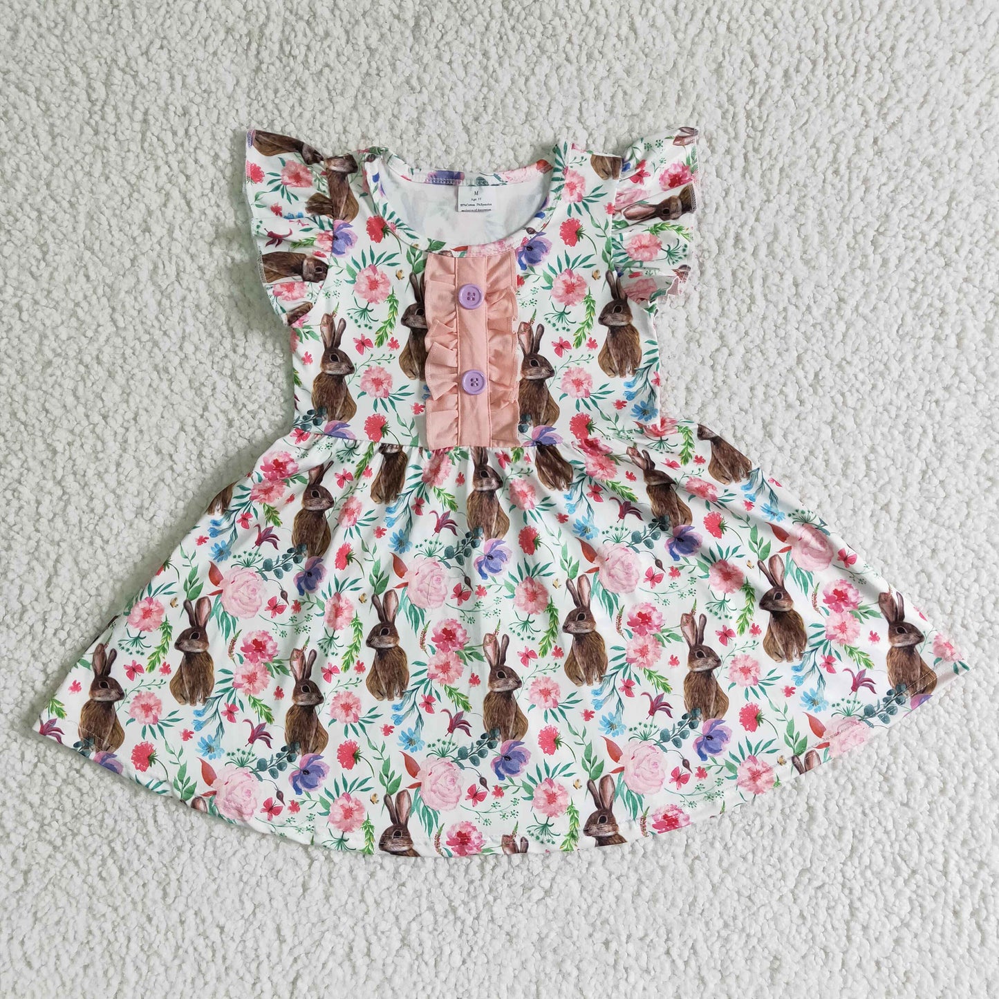 kids infant clothing bunny floral easter dress for baby girl