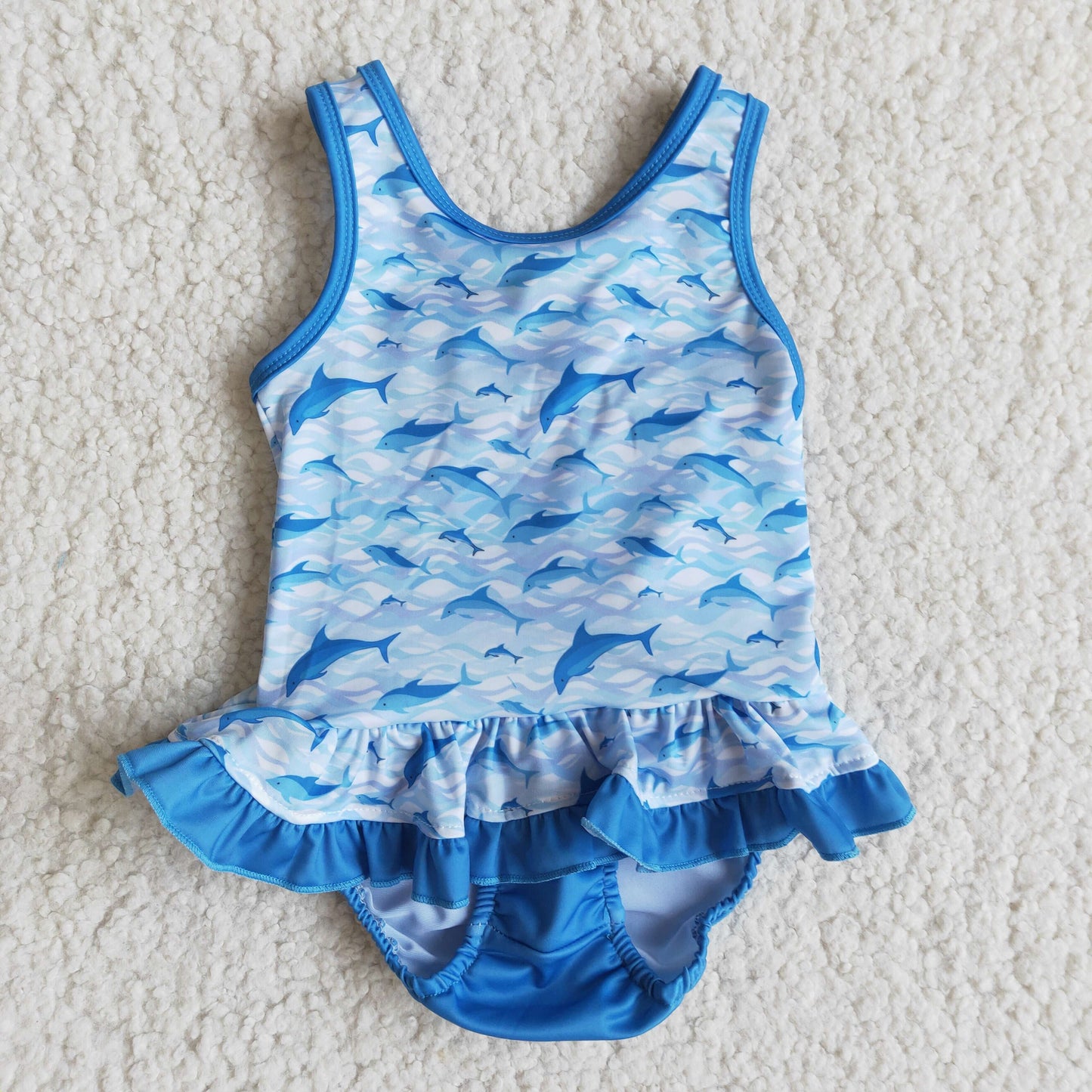 girl’s swimwear kid blue swimsuit child