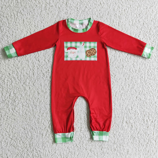 red Christmas cookies romper for baby boy