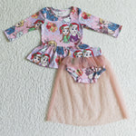 christmas princess character tutu bummie set