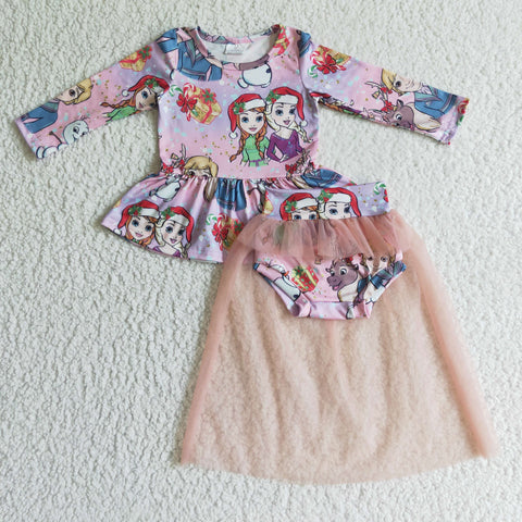 christmas princess character tutu bummie set