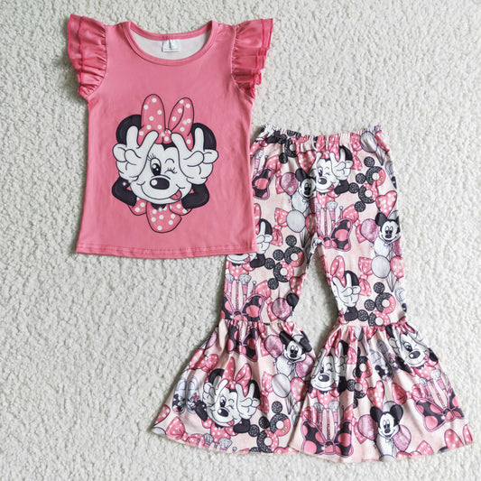 cute pink mouse pants set girls clothes