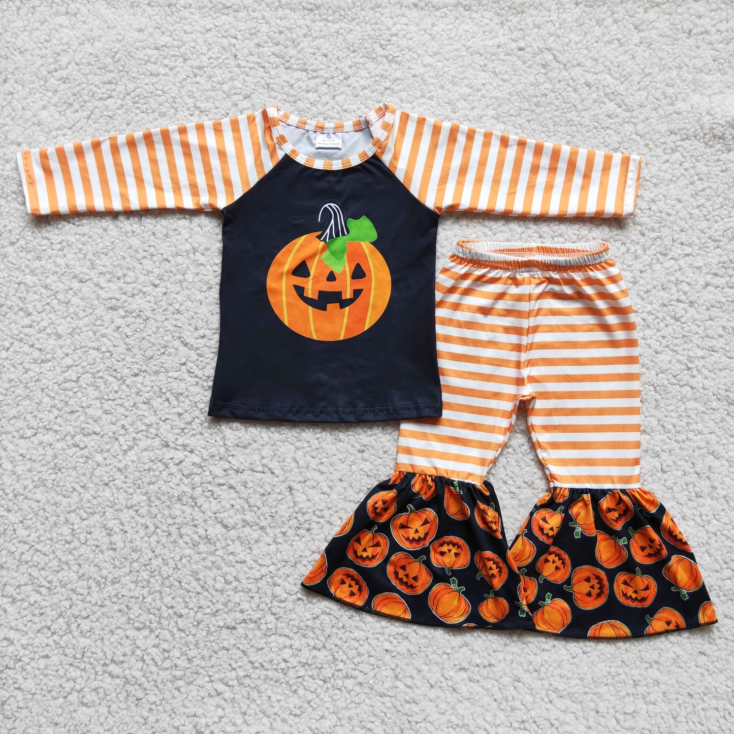 orange stripe pumpkin outfit girl halloween clothing