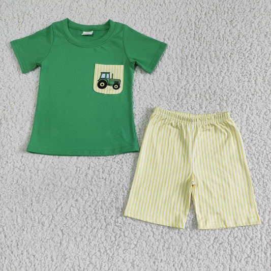 cotton green shirt farm outfit boy