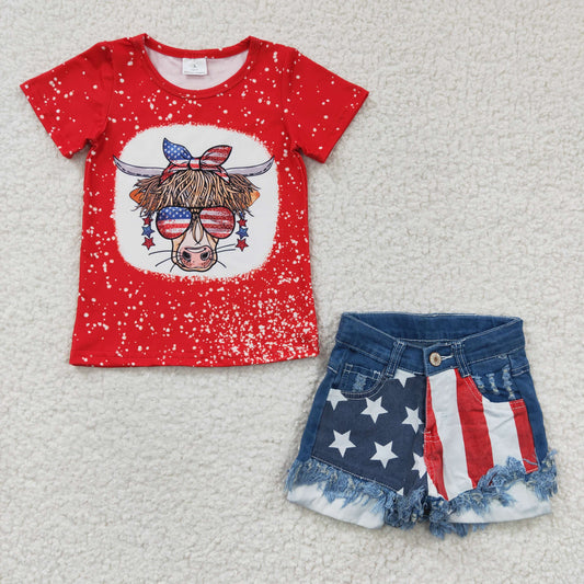 4th of July cow top + Denim shorts outfits