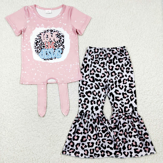 love like jesus leopard bell bottom set girls outfits