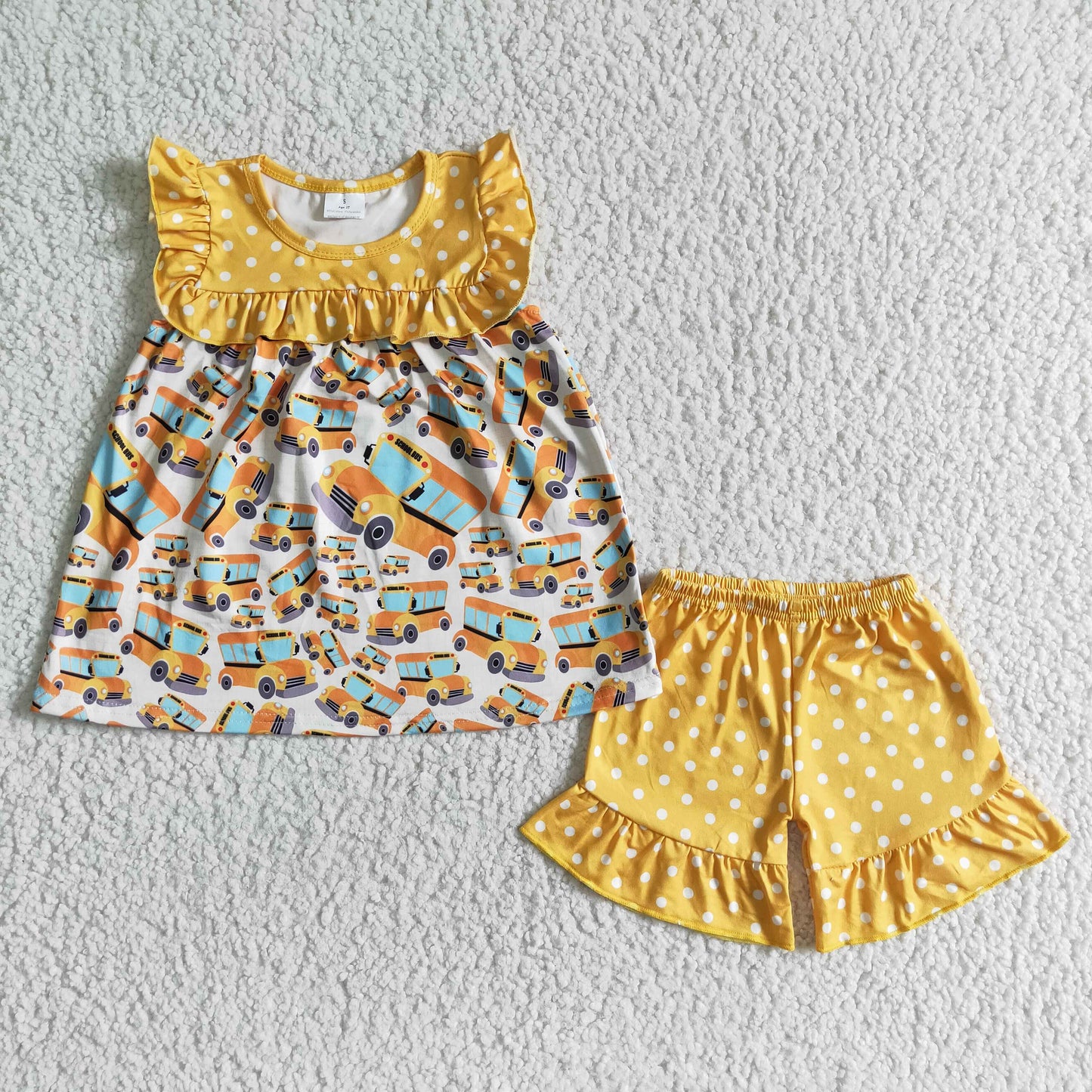 girl's clothing school bus outfit shorts set outfit