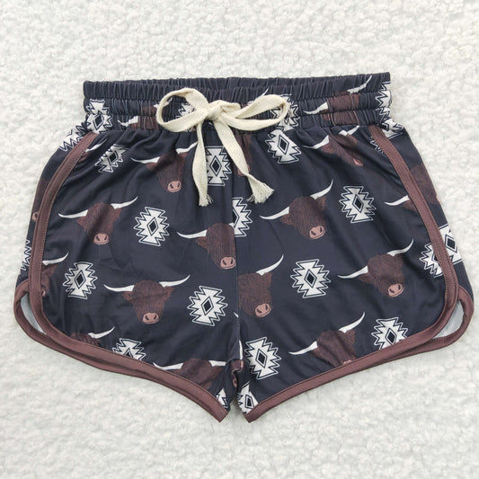 kids clothes girl’s gym shorts cow print