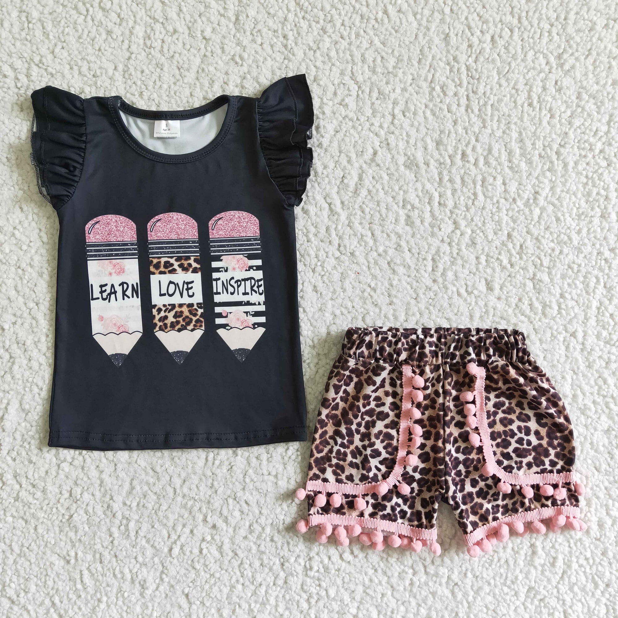 Learn Love & Inspire Pencil Pink Cheetah Girls Back To School Shorts Outfit