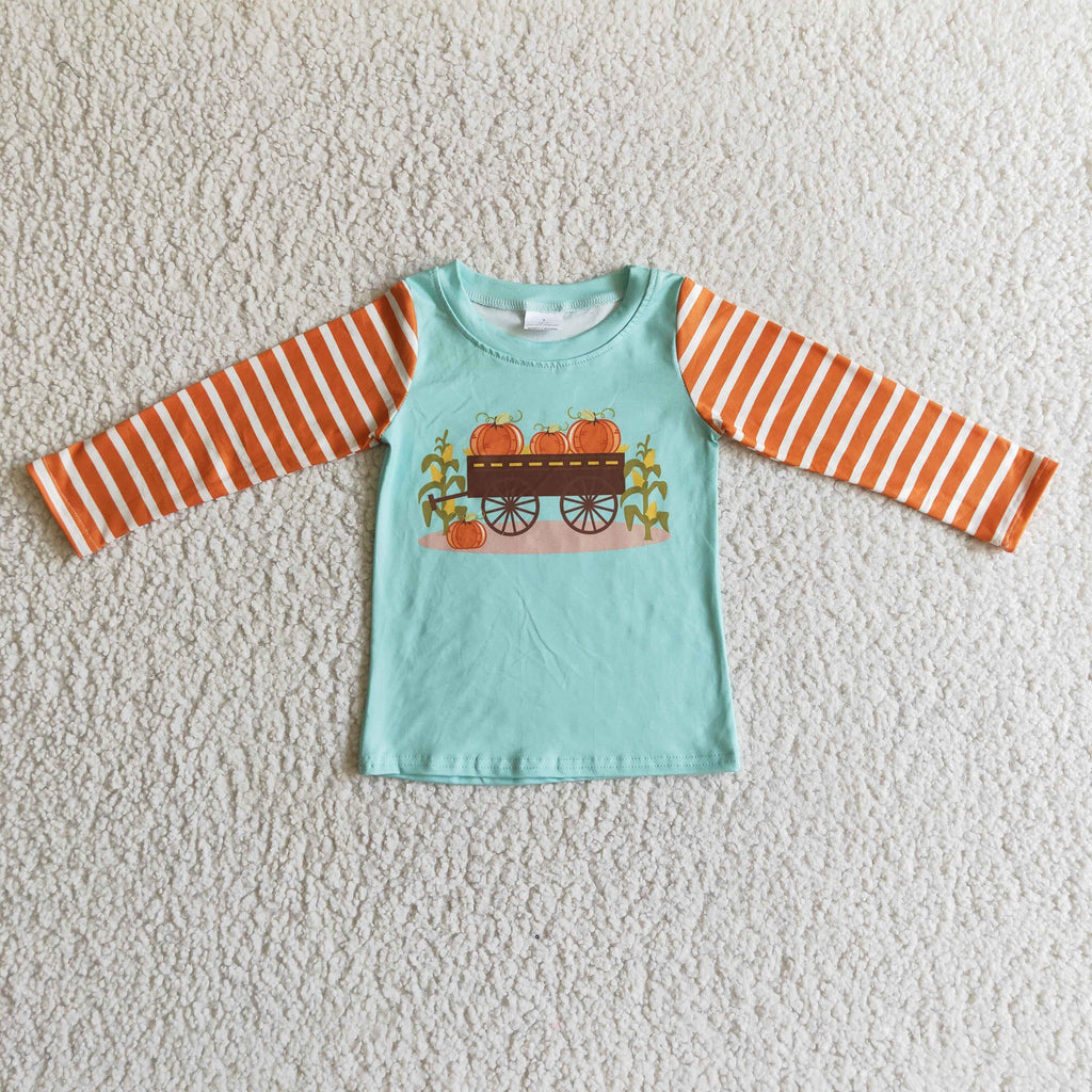boy fall long sleeve pumpkin truck pullover shirt