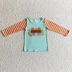 boy fall long sleeve pumpkin truck pullover shirt