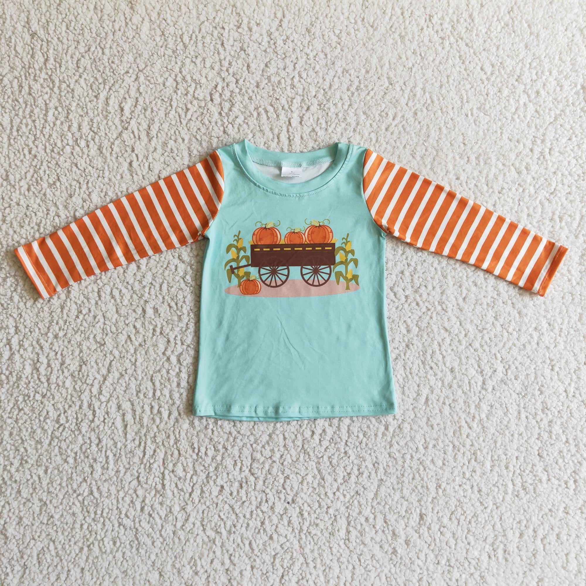 boy fall long sleeve pumpkin truck pullover shirt