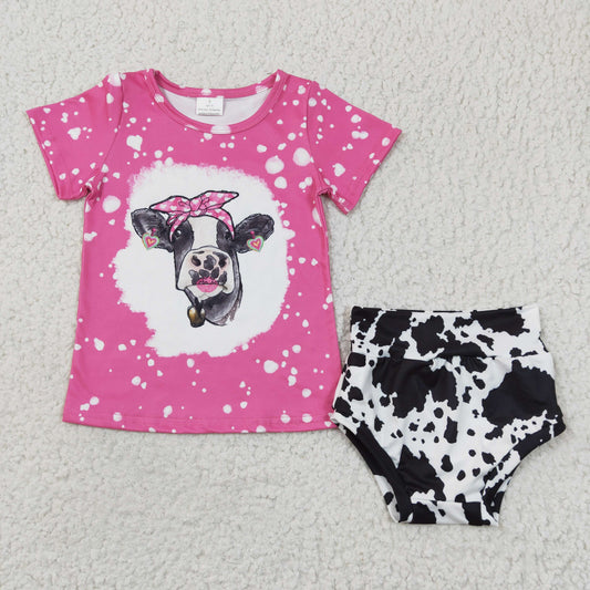 infant clothes hot pink  cow bummie set baby girl