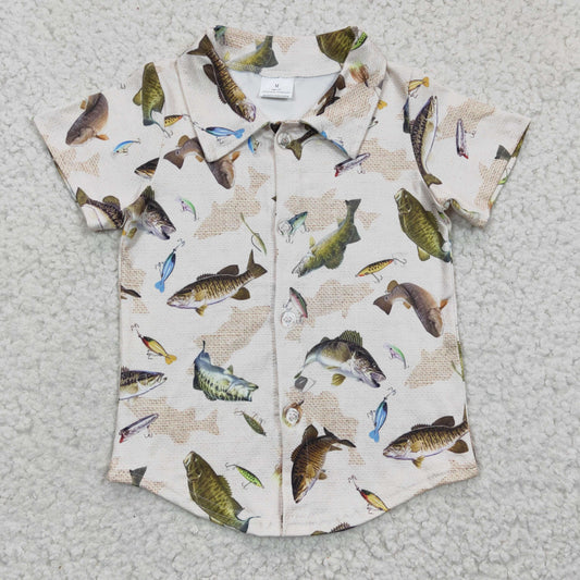 short sleeve button shirt boys clothing fish