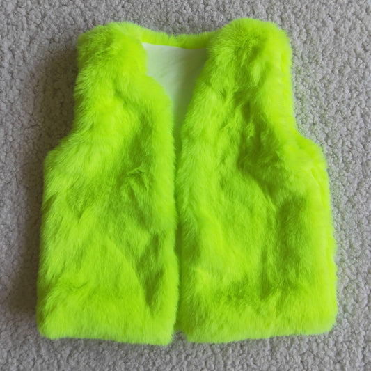 Cute Soft Warm Bright Green Fur Vest for Baby